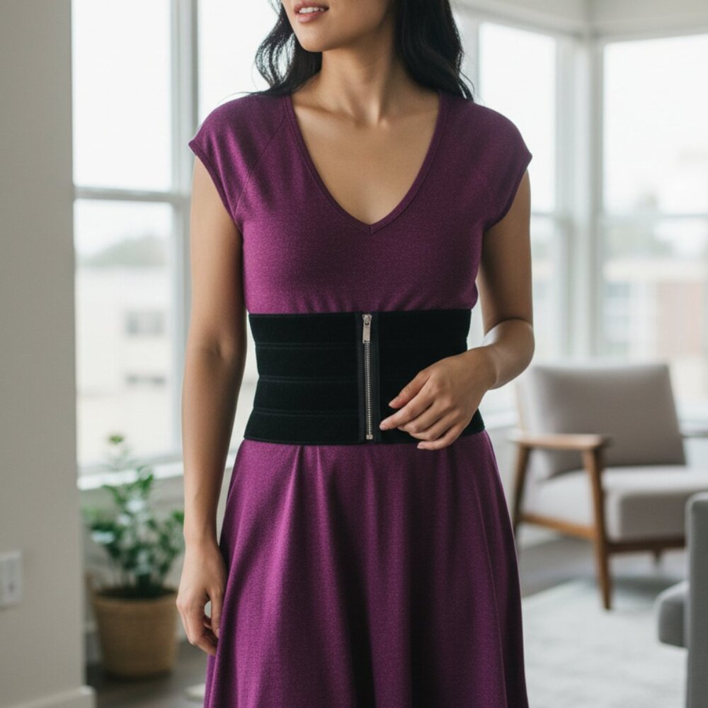 Karen Millen Purple & Black Cap Sleeve Dress Size 3
